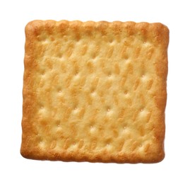 Photo of Tasty dry square cracker isolated on white