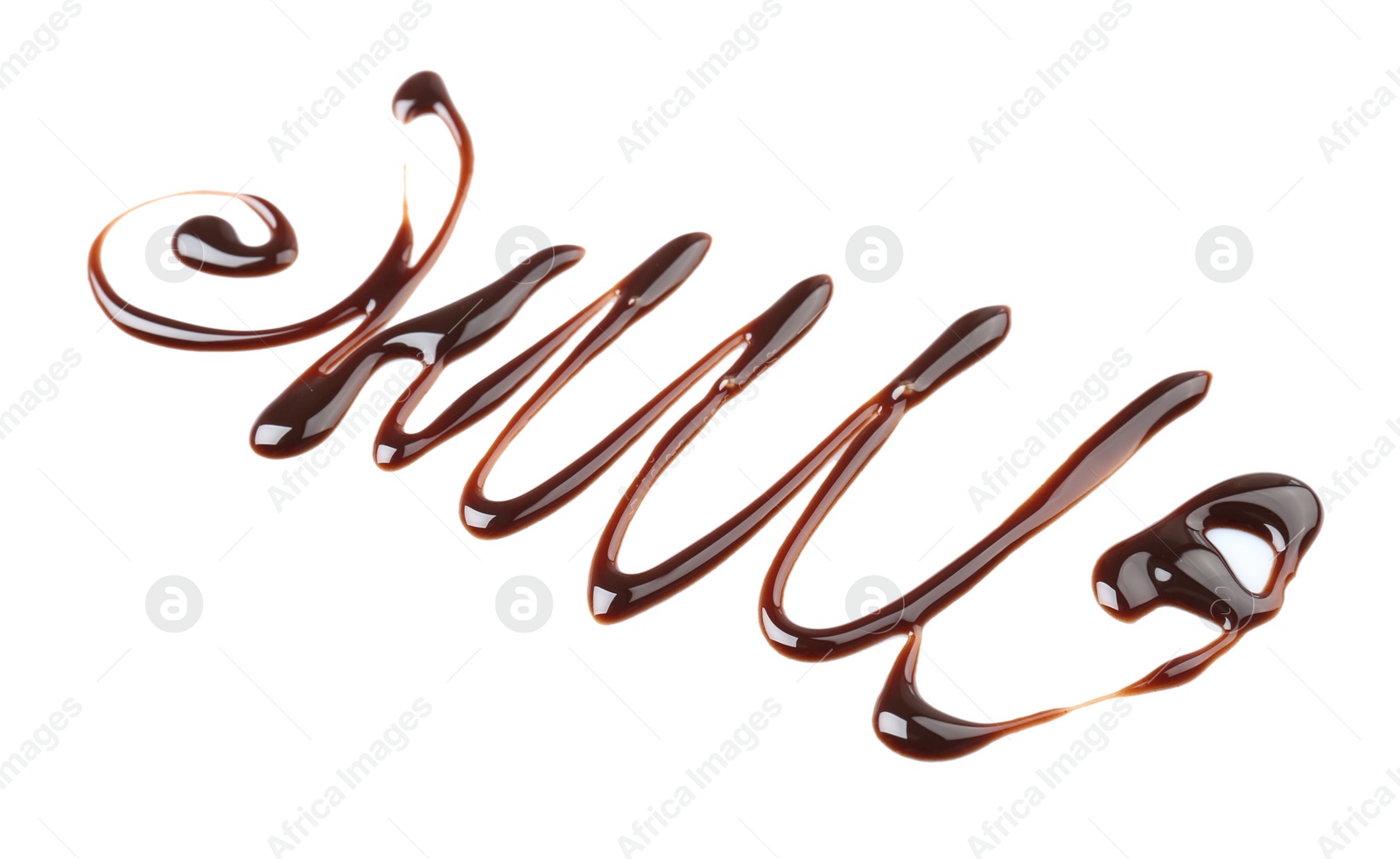 Photo of Pattern made of melted chocolate on white background