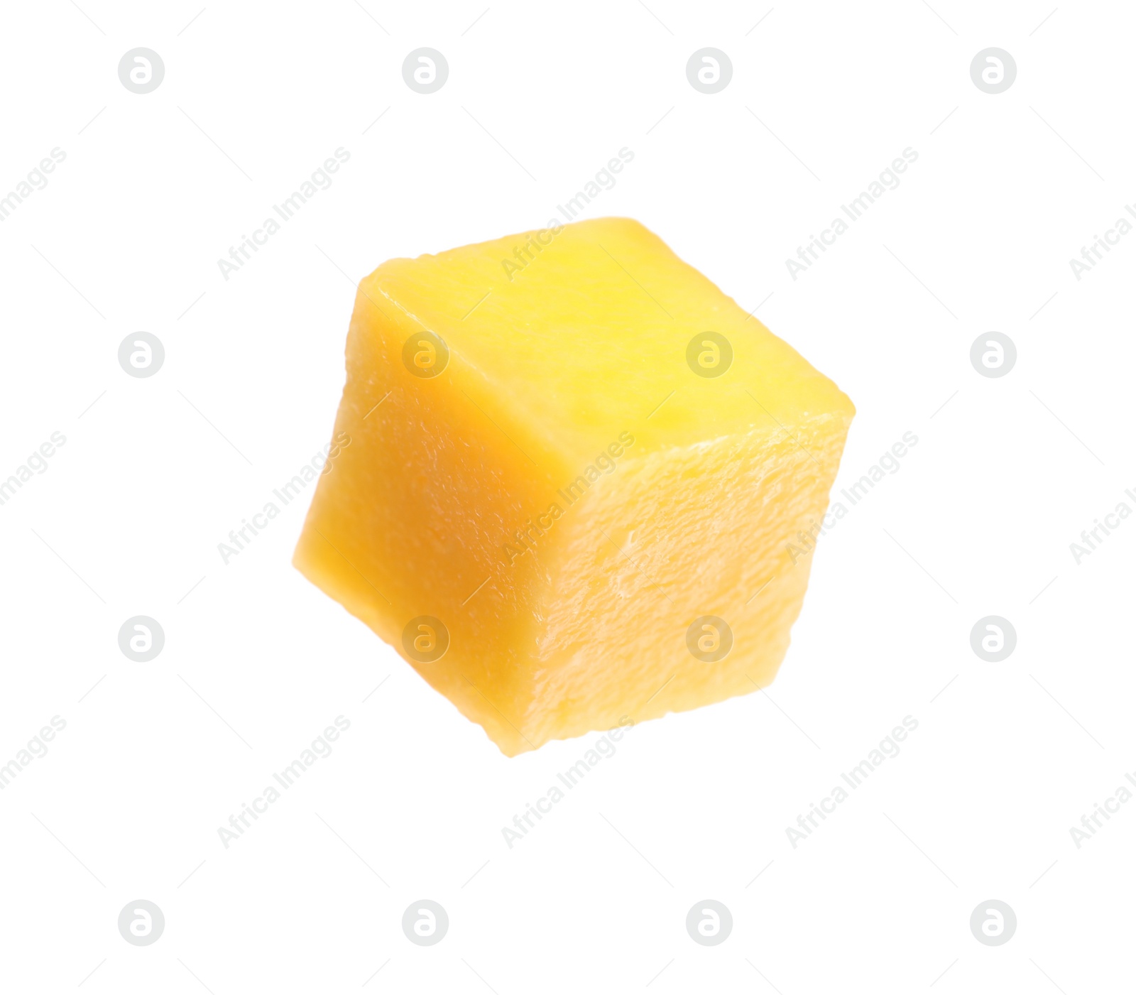 Photo of Fresh juicy mango cube on white background