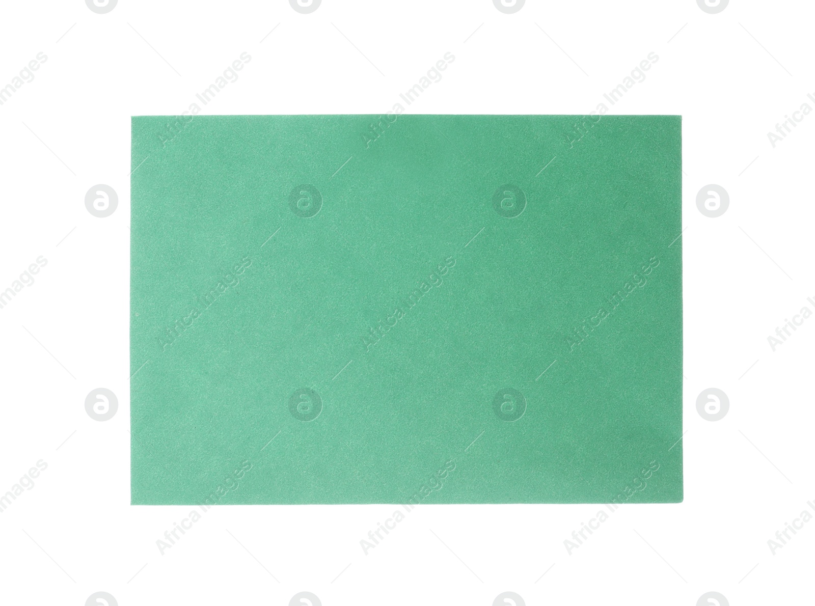 Photo of Green paper envelope isolated on white. Mail service