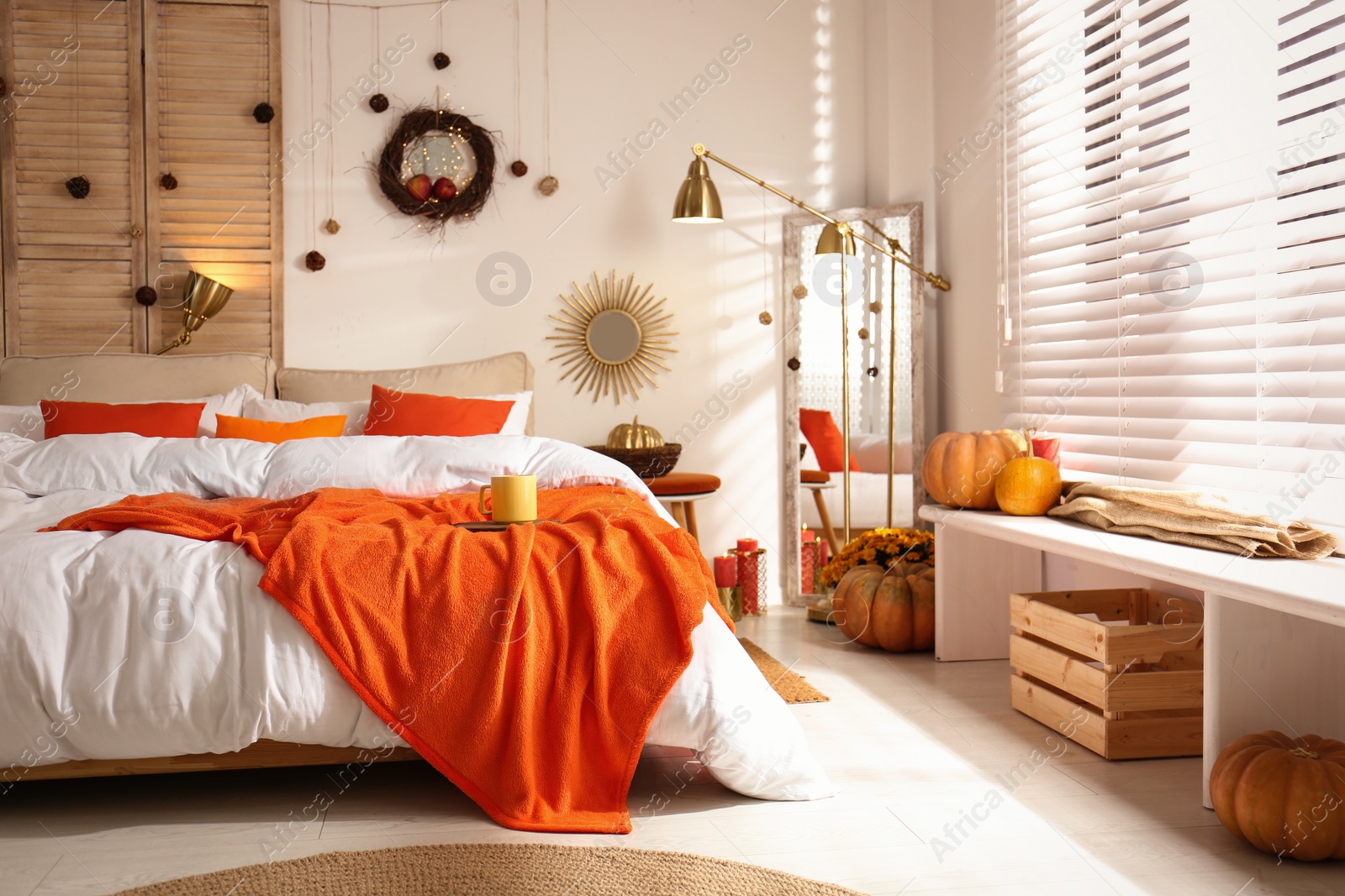 Photo of Cozy bedroom interior inspired by autumn colors