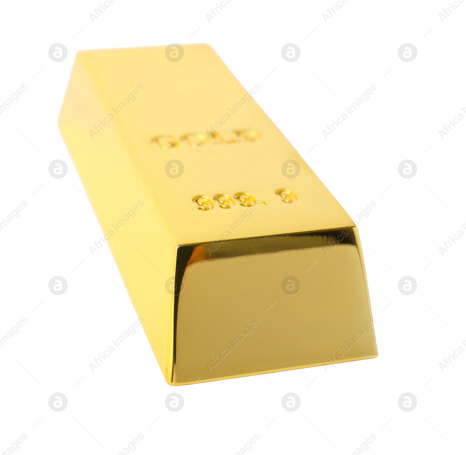 Photo of Precious shiny gold bar on white background