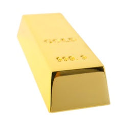 Photo of Precious shiny gold bar on white background