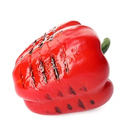 Grilled ripe paprika pepper on white background