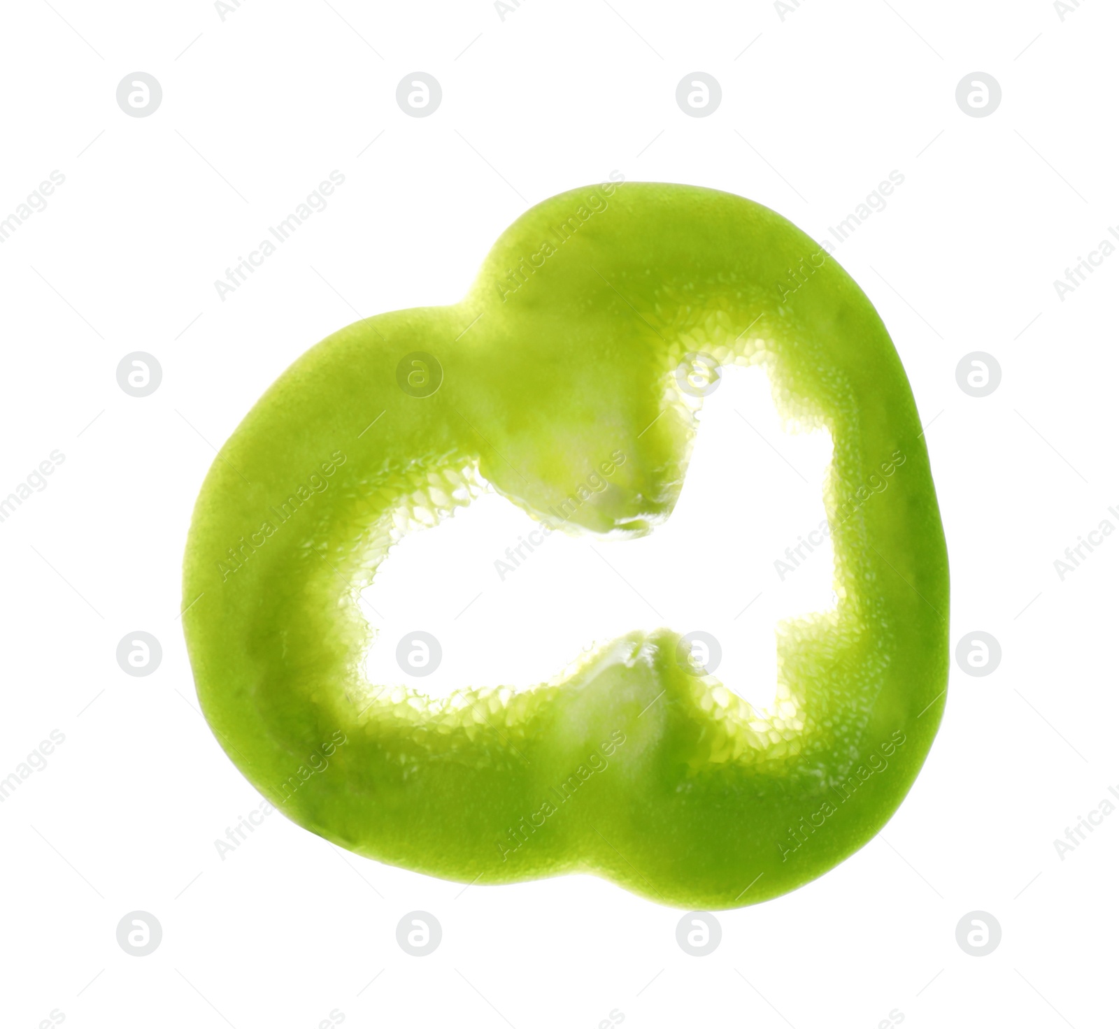 Photo of Slice of green bell pepper isolated on white