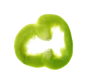 Slice of green bell pepper isolated on white