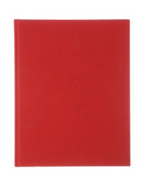 Photo of Book with red cover on white background