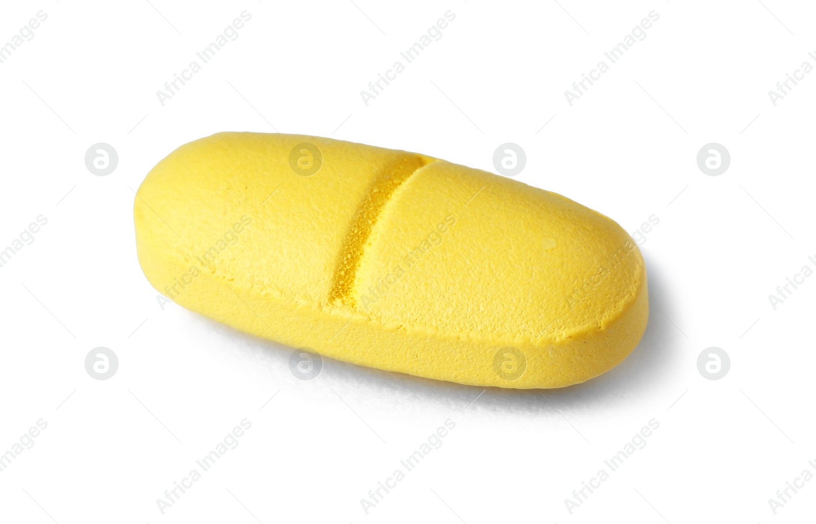 Photo of Pill on white background. Medical care and treatment