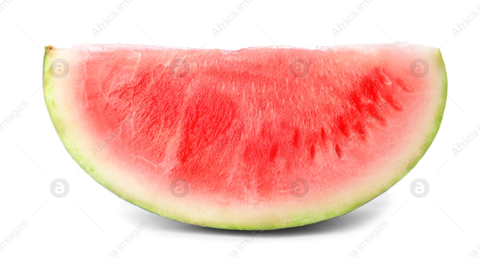 Photo of Slice of ripe watermelon on white background