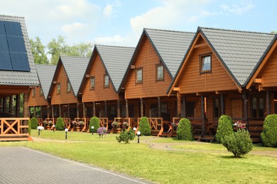 Photo of View of resort complex with small wooden houses