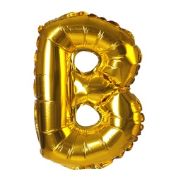 Photo of Golden letter B balloon on white background