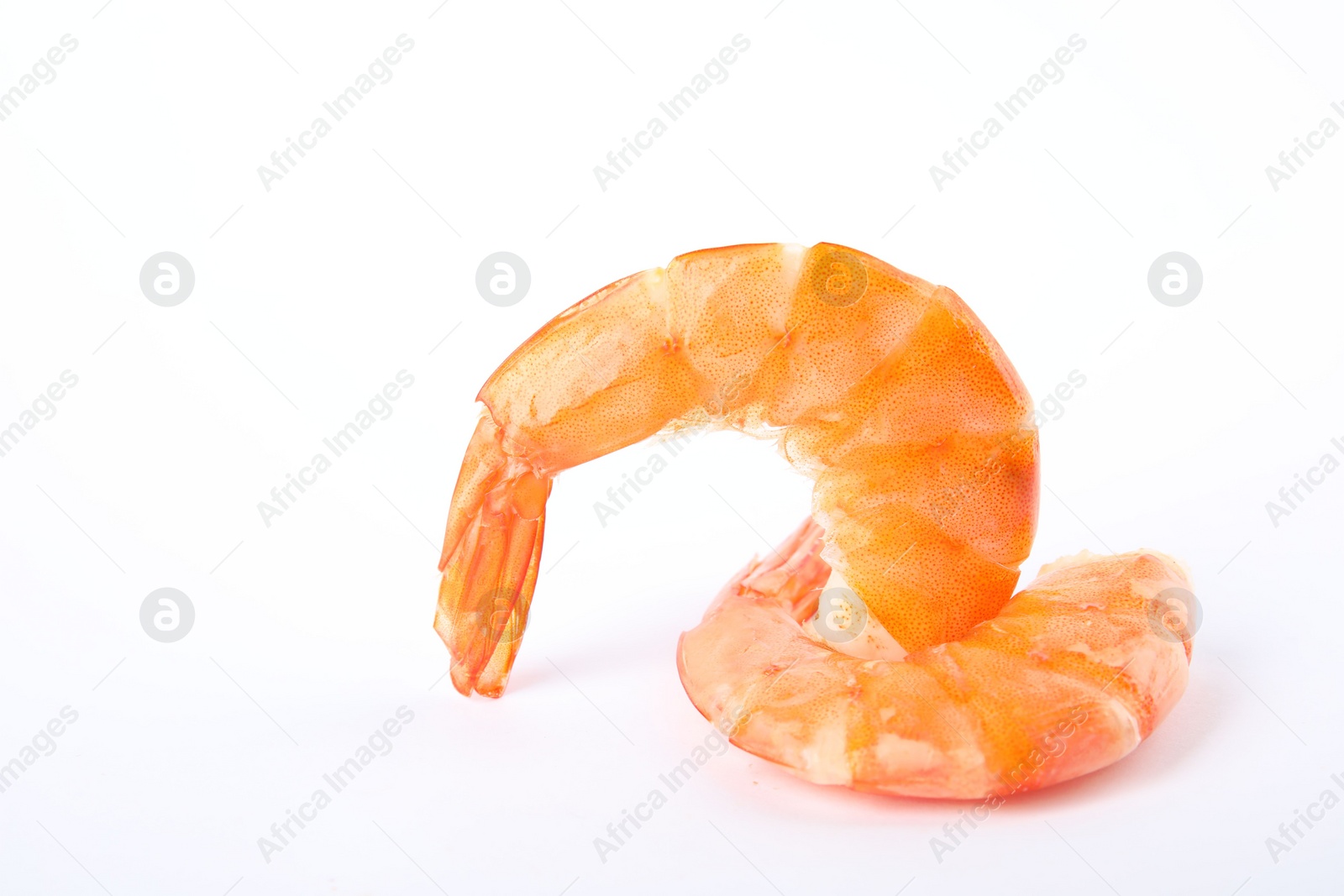 Photo of Delicious freshly cooked shrimps isolated on white