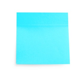 Blank light blue sticky note isolated on white. Space for text