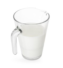 Glass jug with fresh milk isolated on white