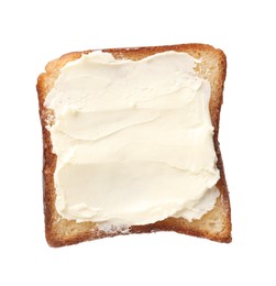 Photo of Piece of toasted bread with butter isolated on white