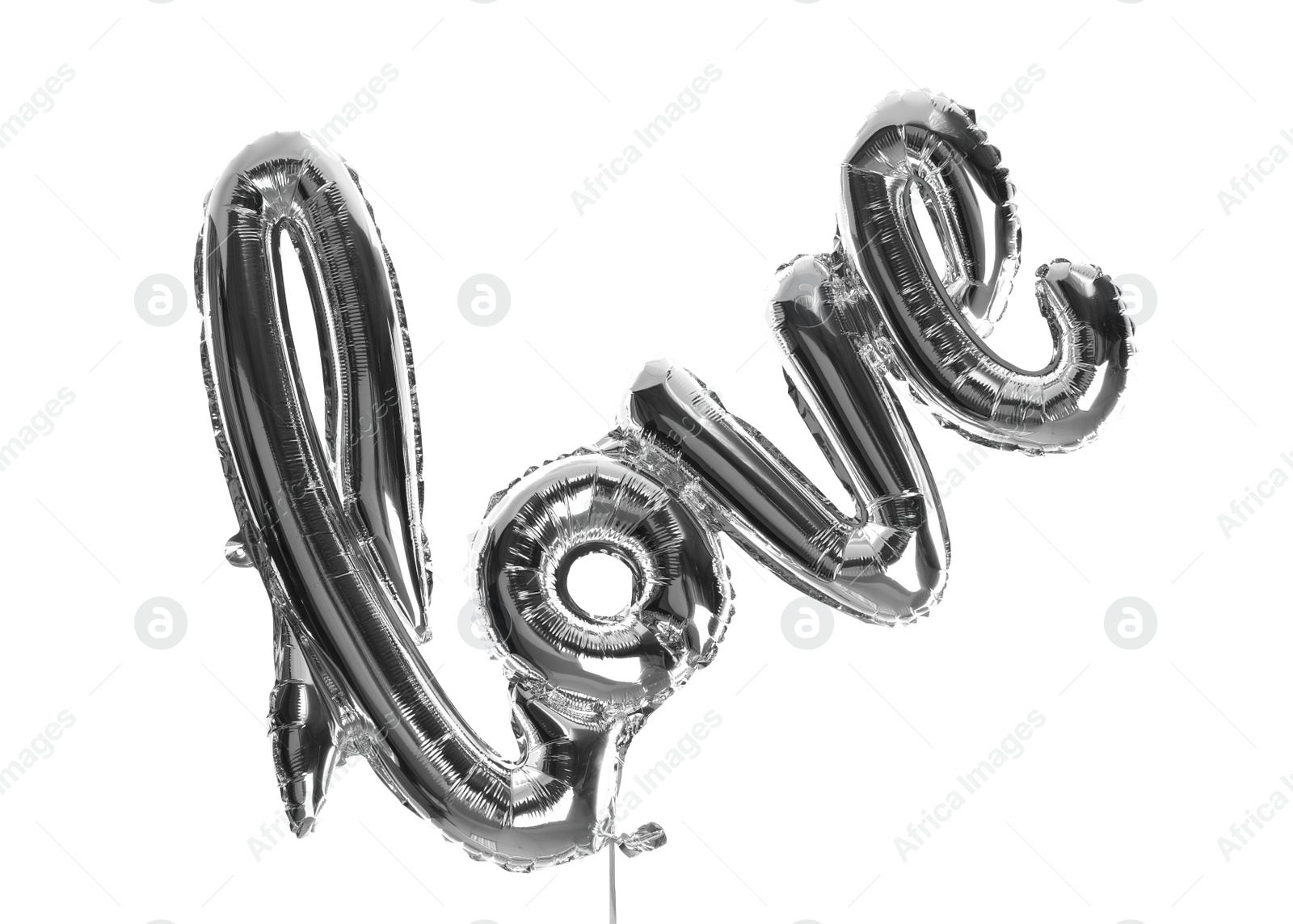 Photo of Foil LOVE word balloon isolated on white