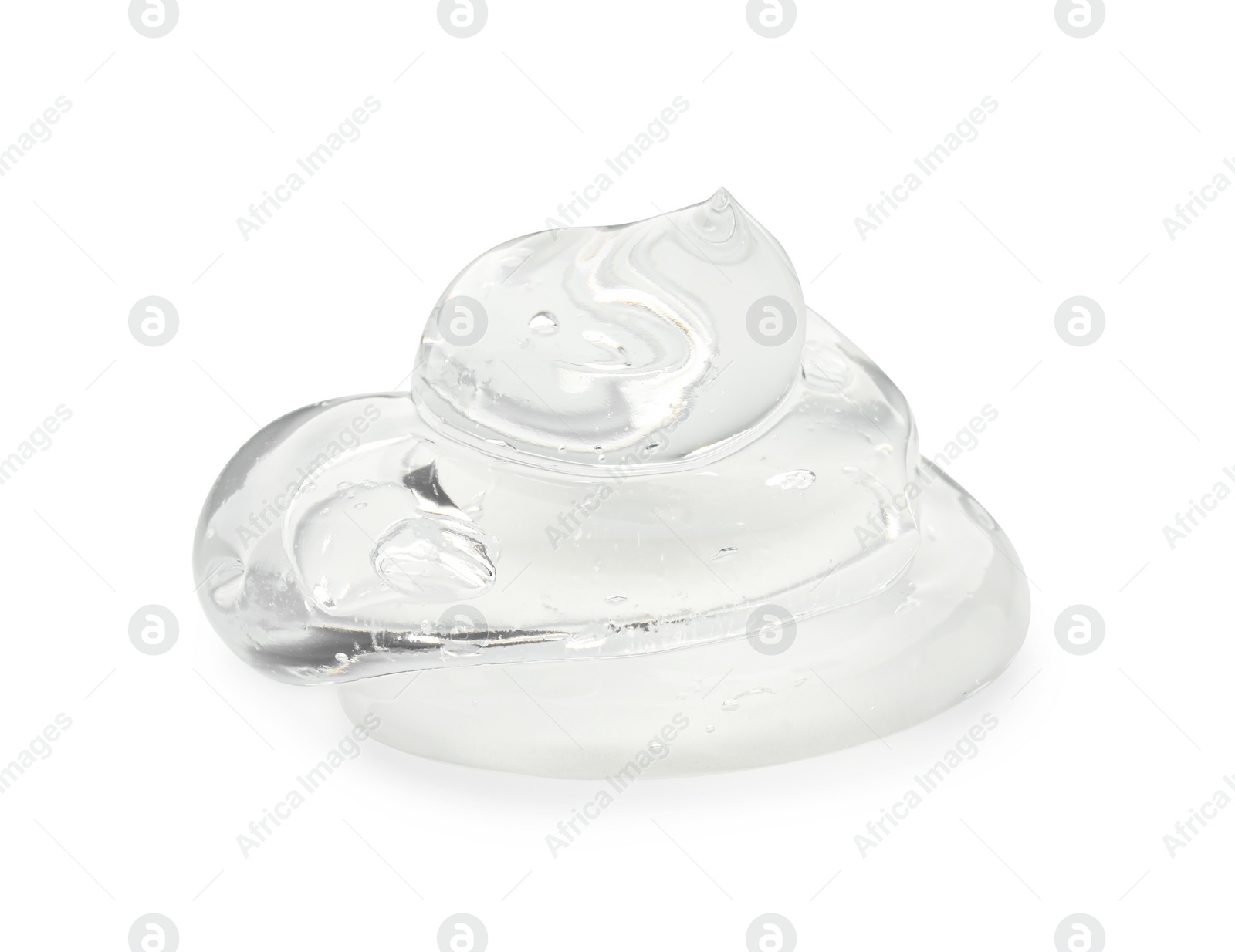 Photo of Sample of clear cosmetic gel on white background, closeup