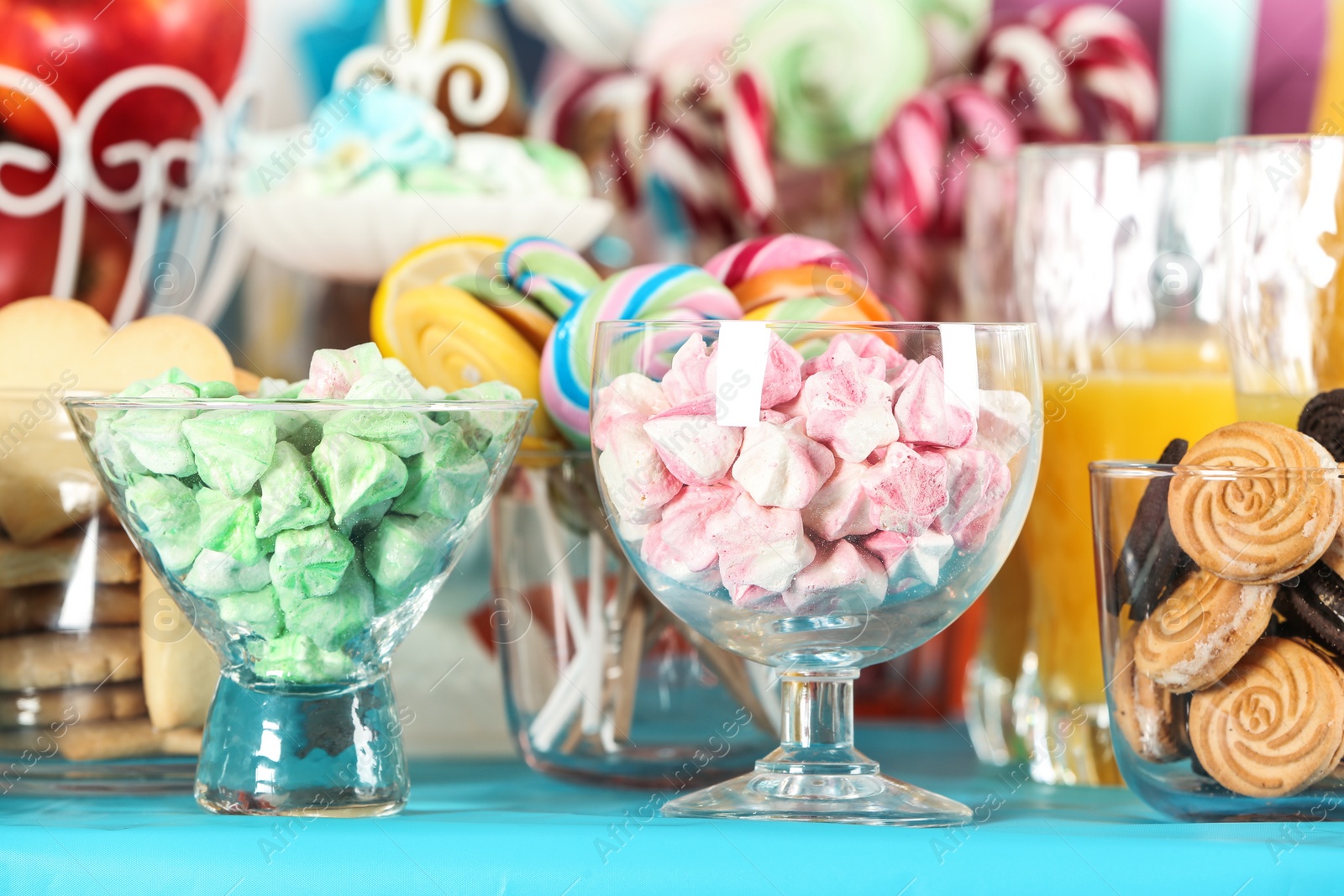 Photo of Candy bar with delicious treats for birthday party