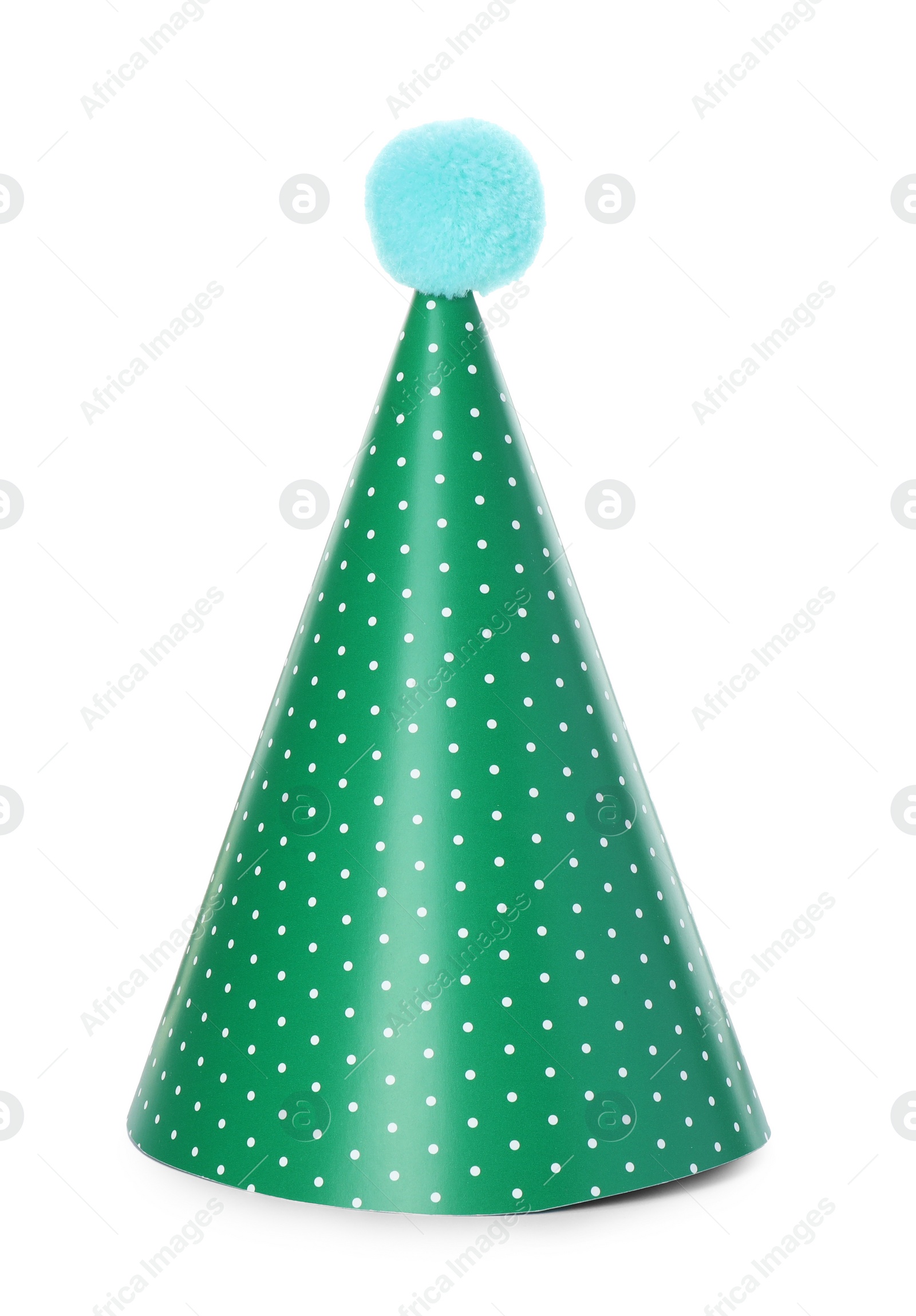 Photo of One colorful party hat isolated on white