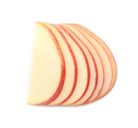 Photo of Slices of apple on white background, top view