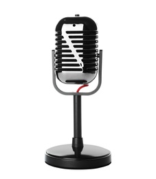 Photo of Retro old style microphone on white background