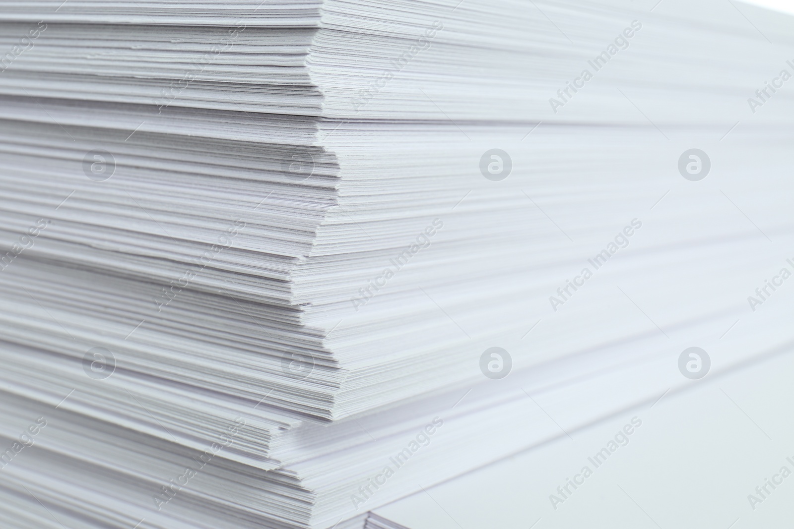 Photo of Stack of white paper sheets, closeup view