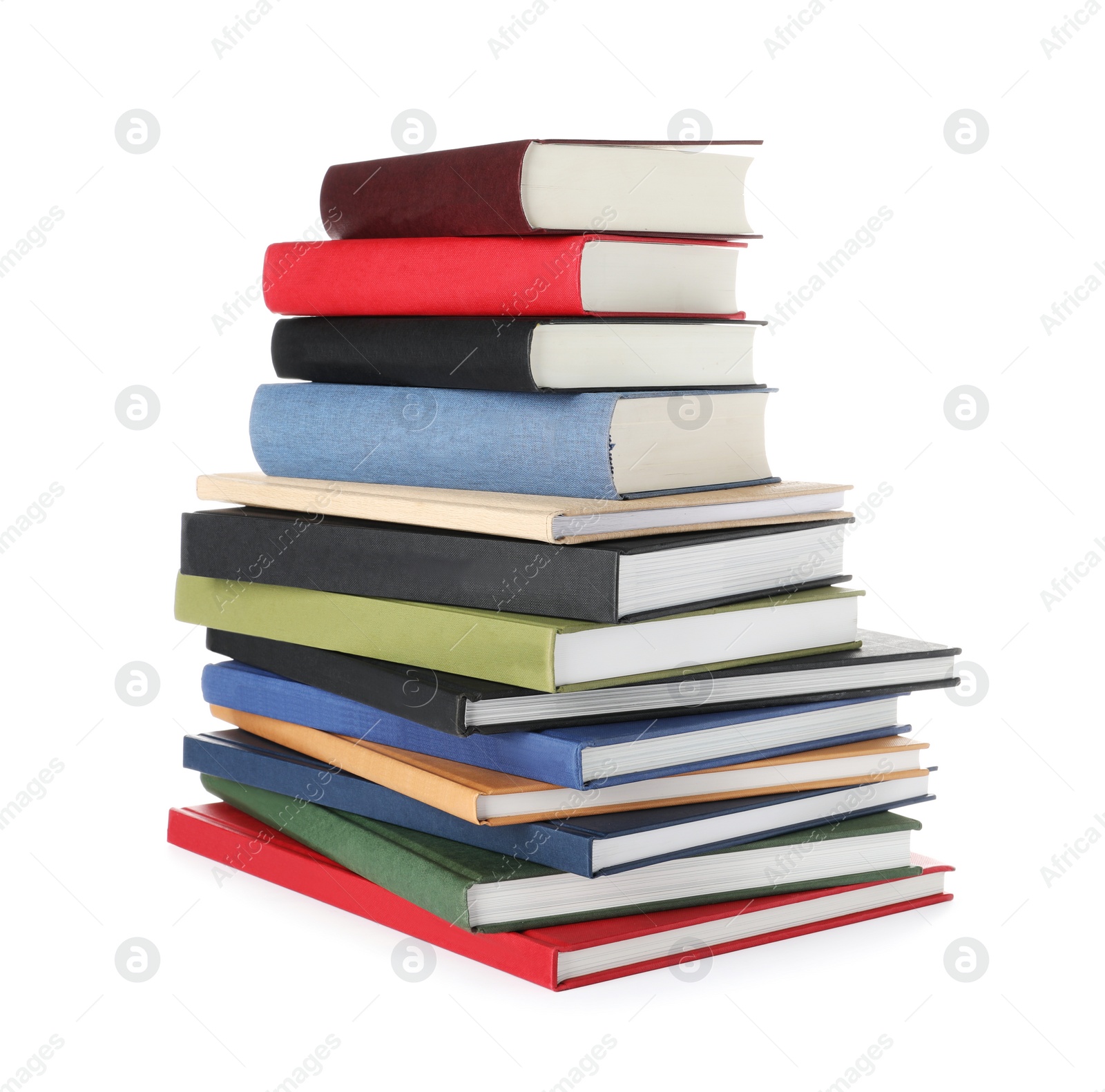 Photo of Stack of hardcover books isolated on white