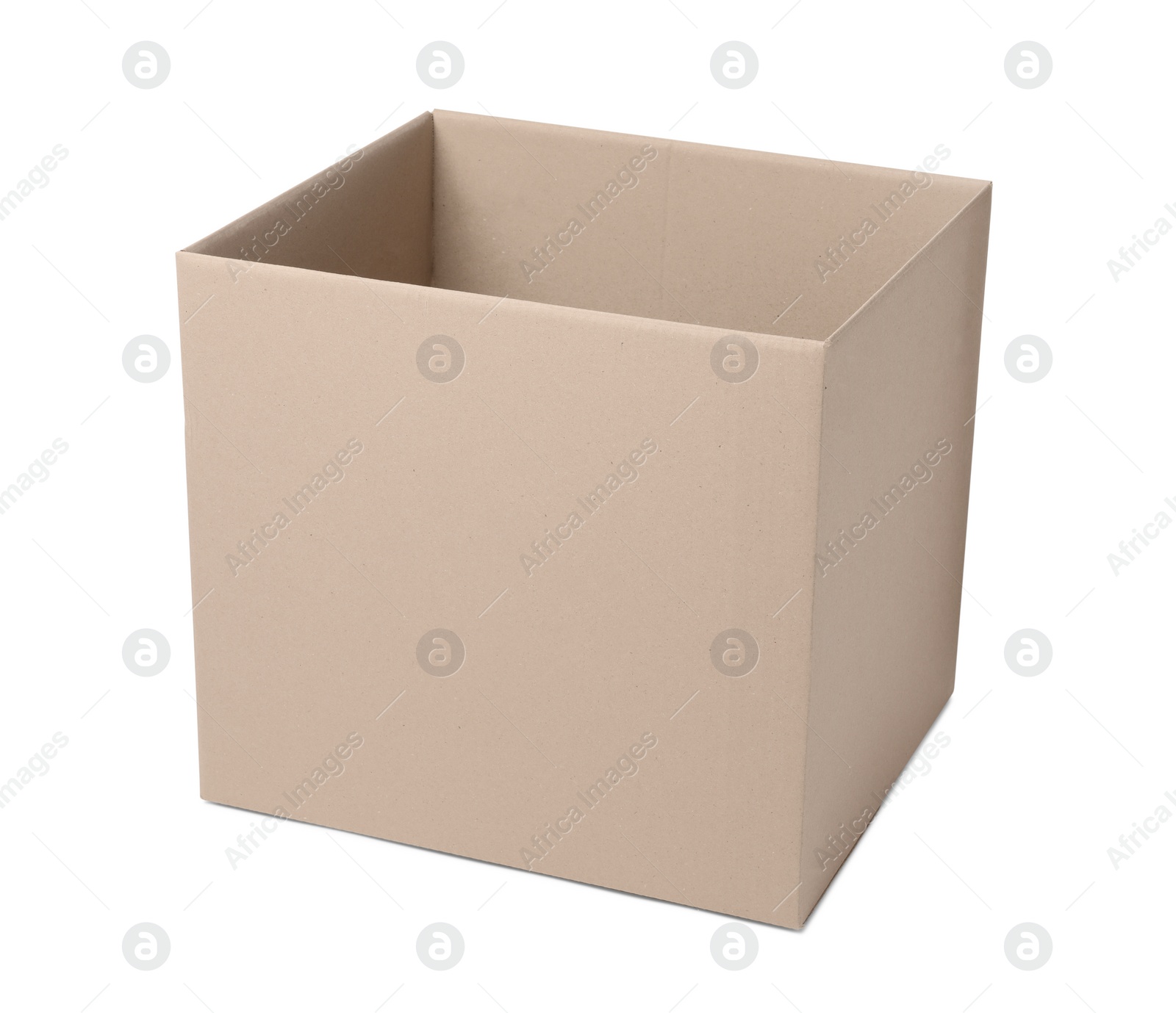 Photo of One open cardboard box isolated on white