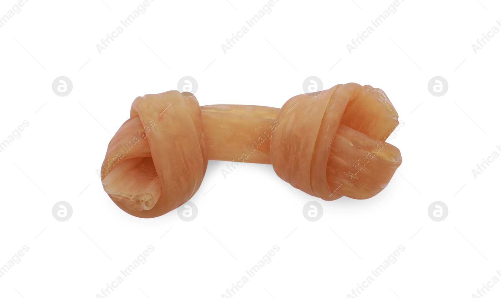 Photo of One bone dog treat isolated on white, top view