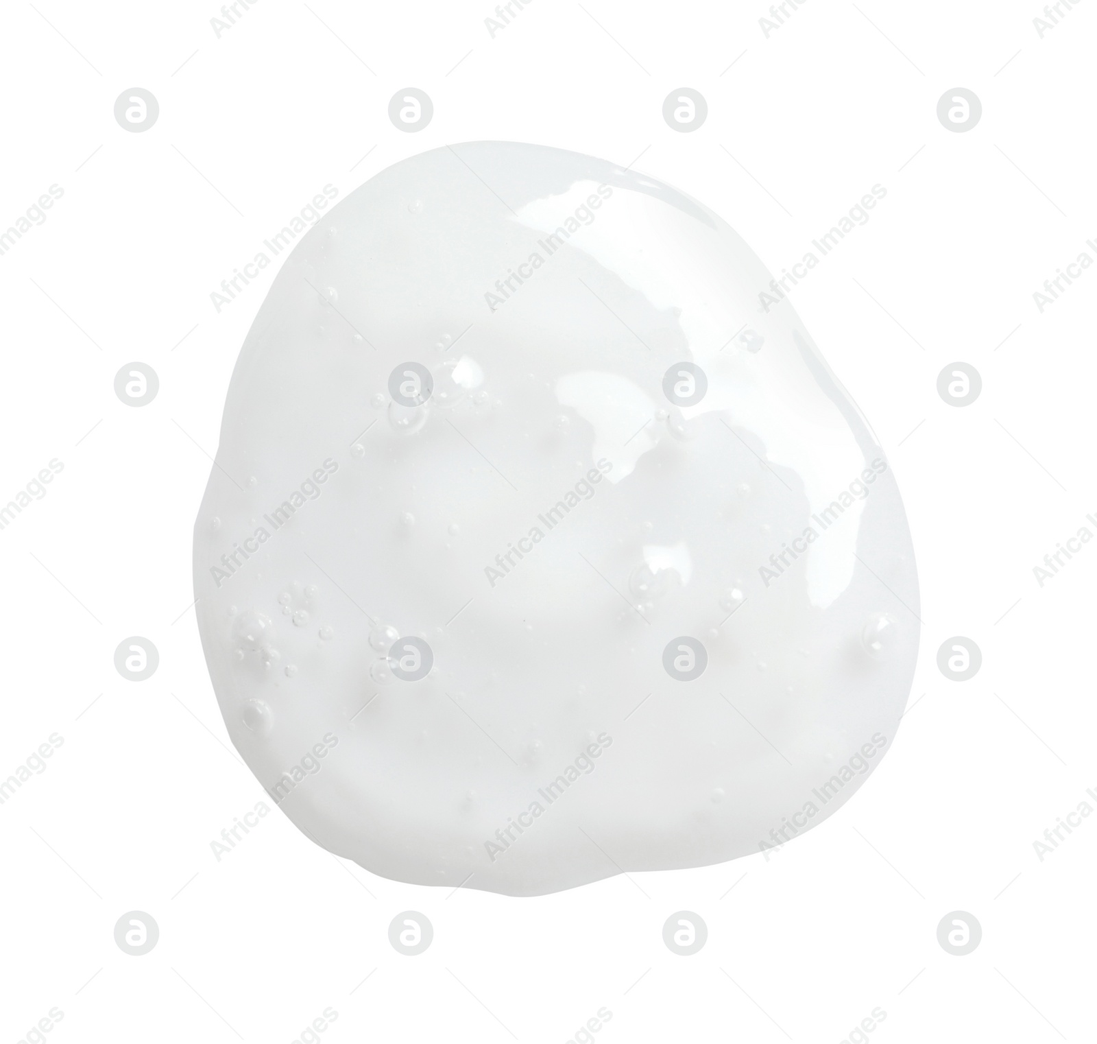 Photo of Sample of transparent cosmetic gel isolated on white, top view