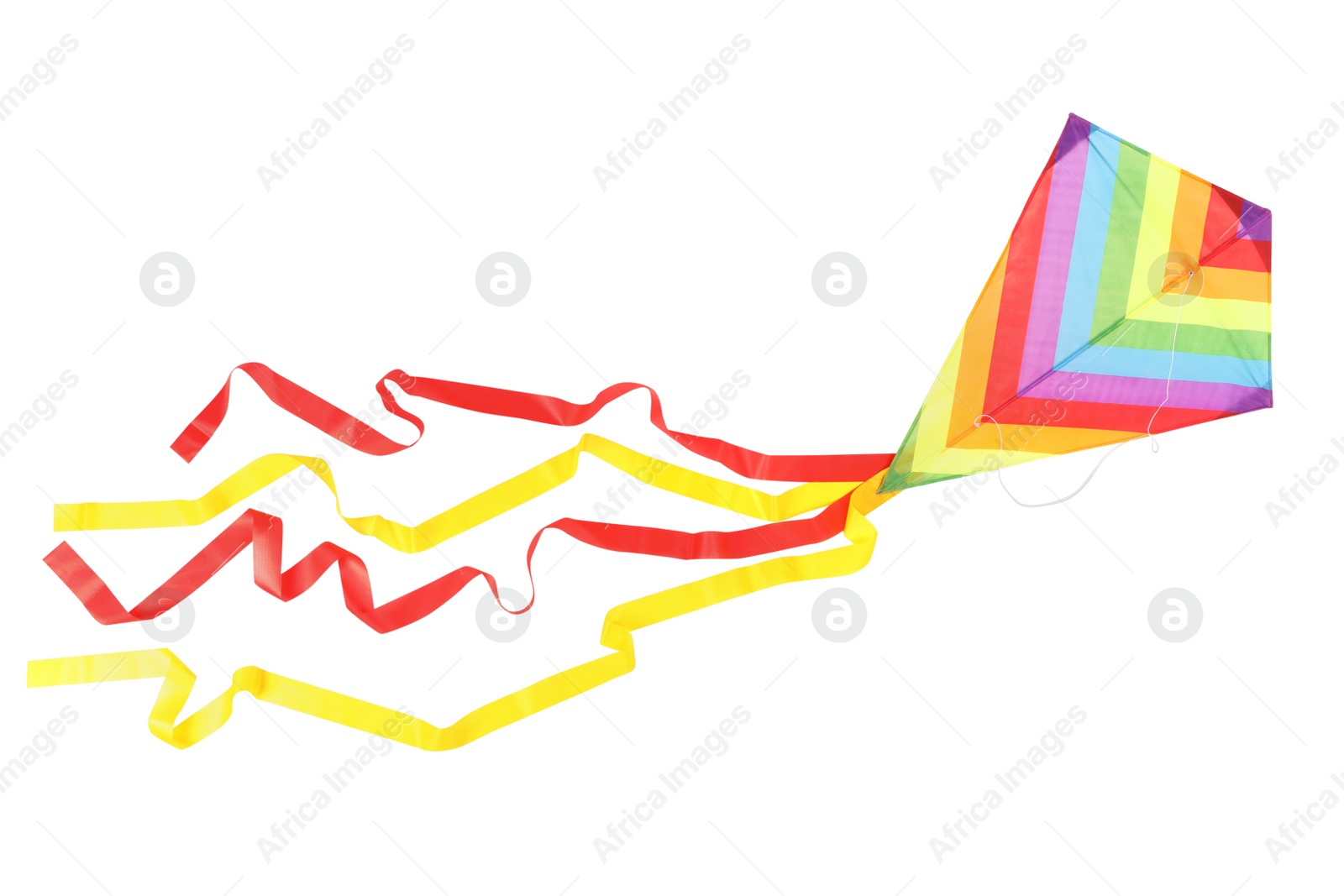 Photo of Beautiful bright rainbow kite isolated on white