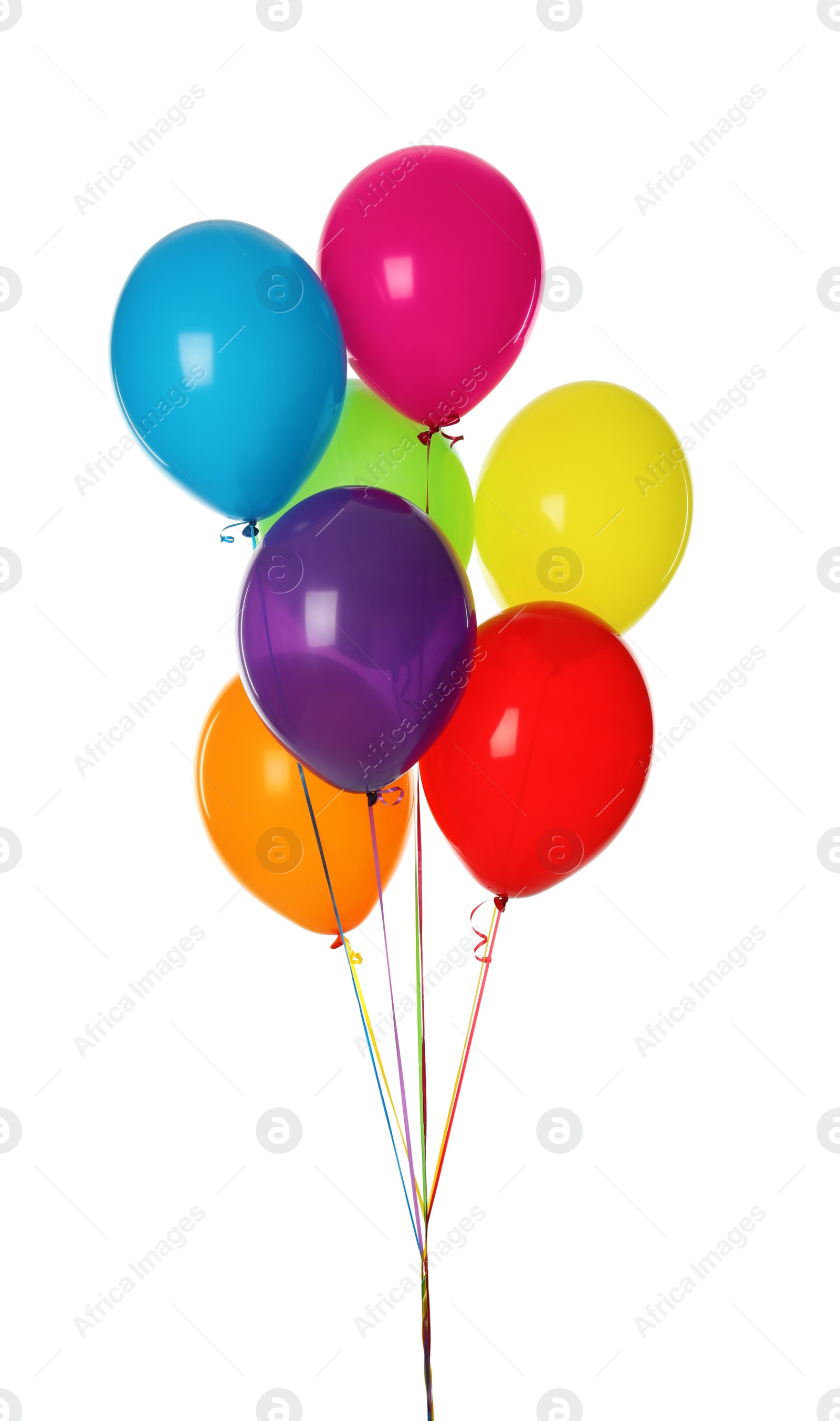 Photo of Bunch of colorful balloons on white background