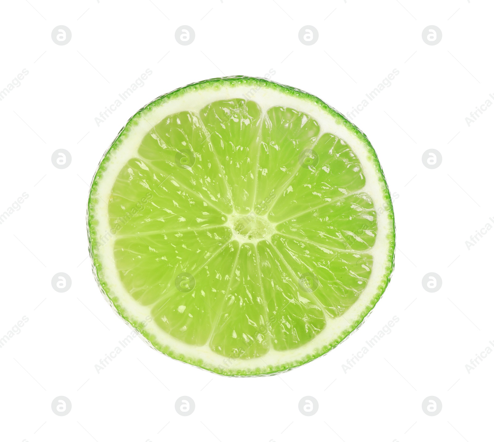 Photo of Cut fresh ripe lime isolated on white