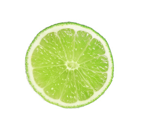 Cut fresh ripe lime isolated on white