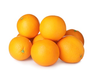 Photo of Pile of ripe oranges isolated on white