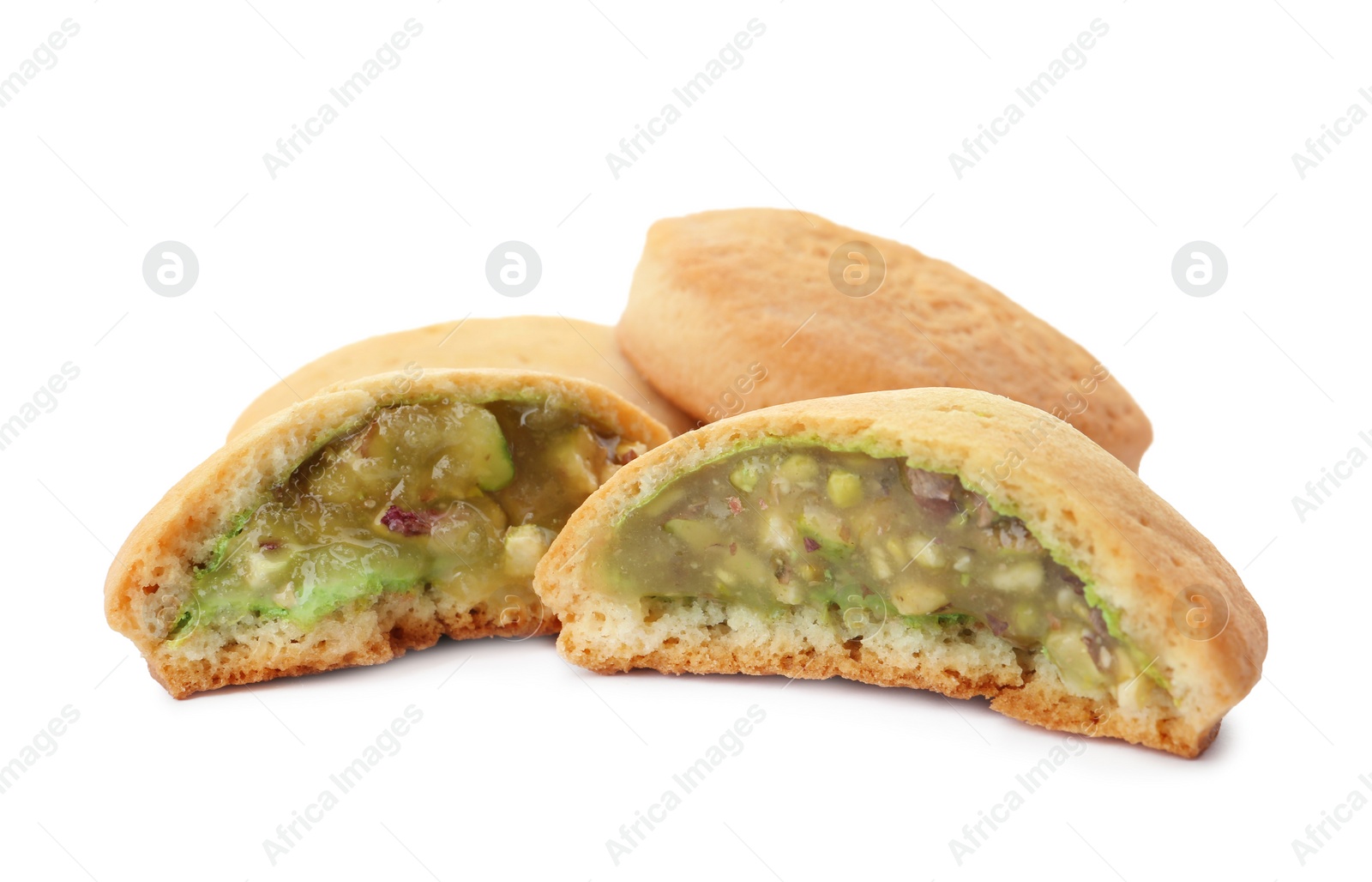 Photo of Traditional cookies for Islamic holidays isolated on white. Eid Mubarak