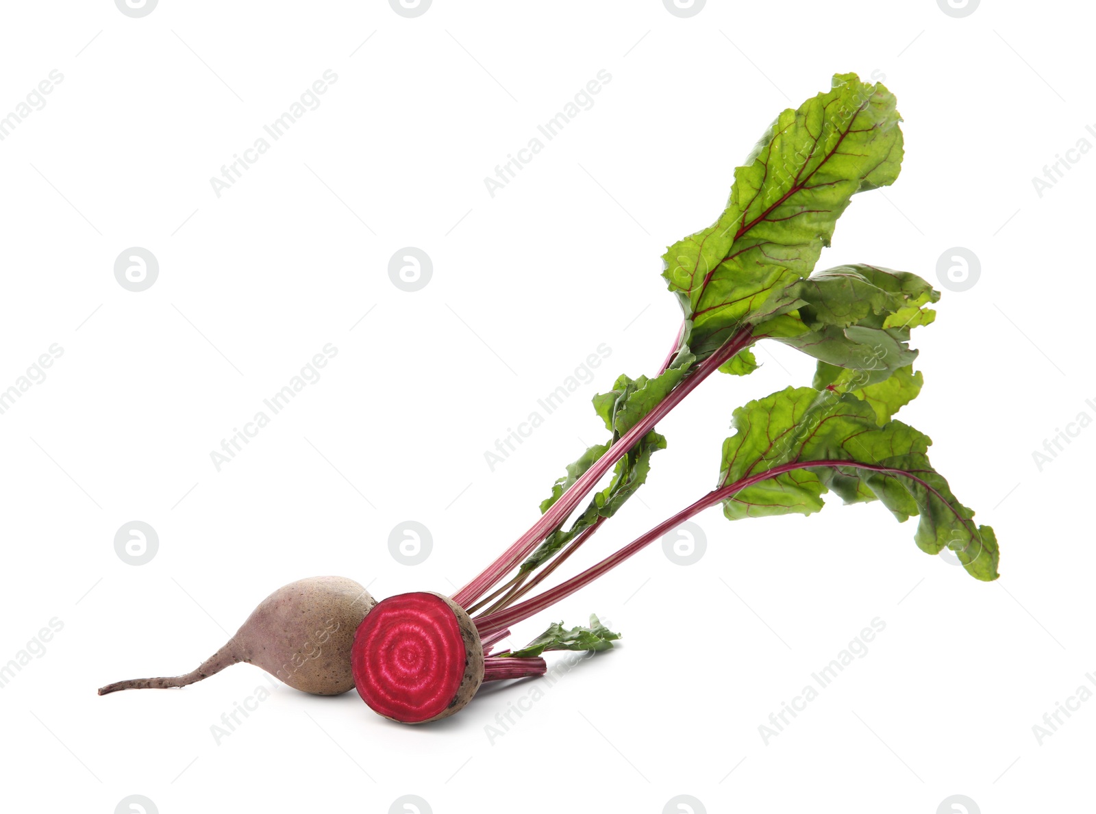 Photo of Fresh beets with leaves on white background