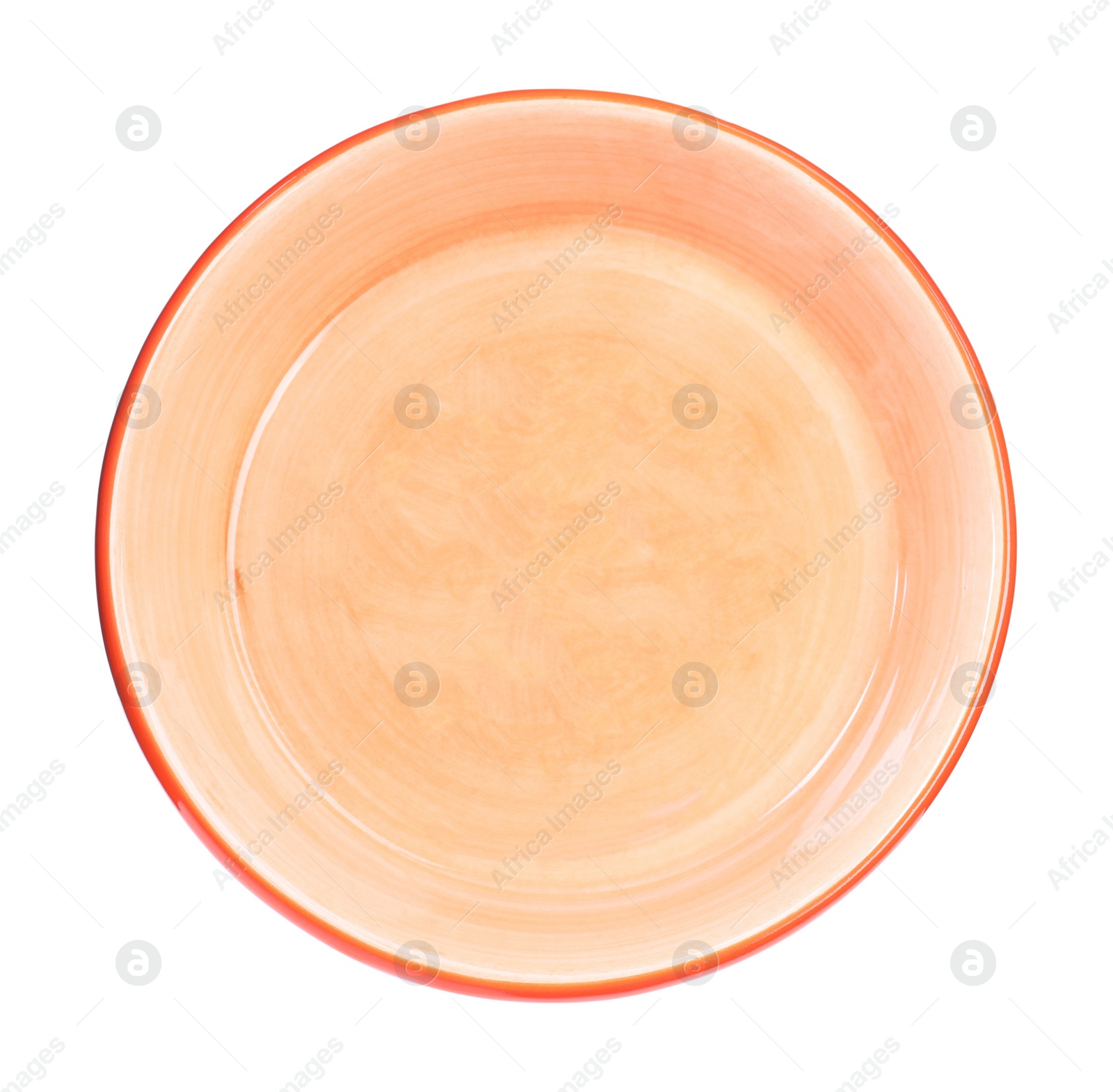 Photo of Feeding bowl isolated on white, top view. Pet care