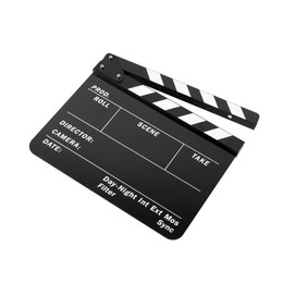Photo of One movie clapper isolated on white. Film industry