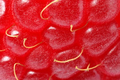 Photo of Texture of ripe raspberry as background, macro view. Fresh berry