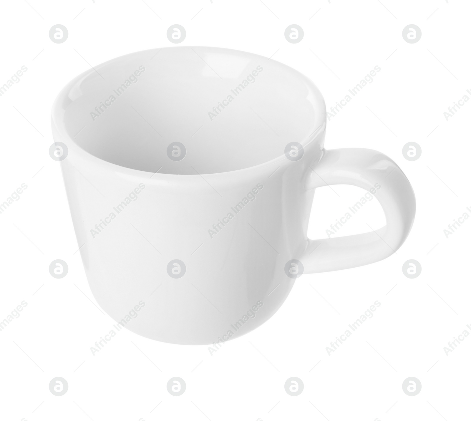 Photo of Ceramic cup isolated on white. Cooking utensil