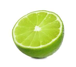 Photo of Half of fresh green lime isolated on white