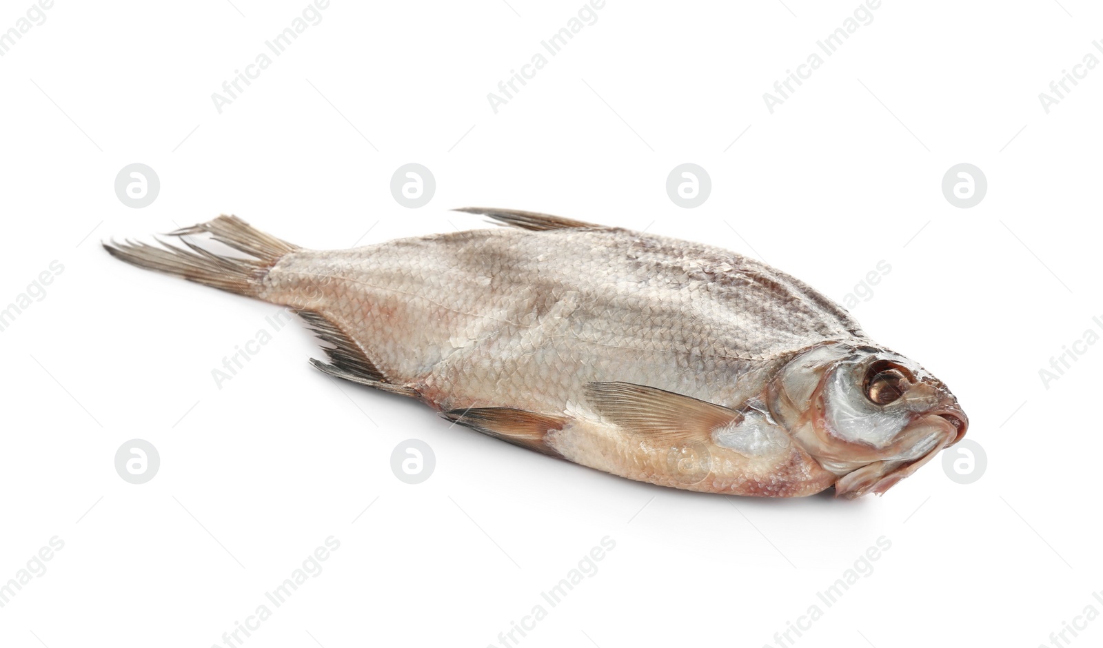 Photo of Tasty dried fish isolated on white. Seafood