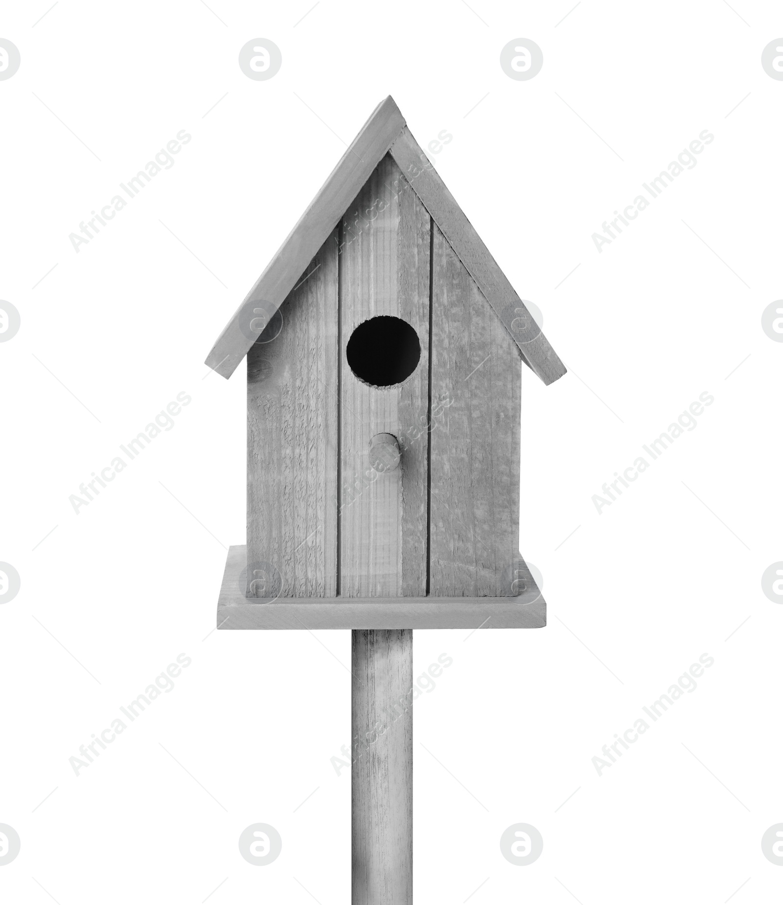 Image of Beautiful wooden bird box isolated on white