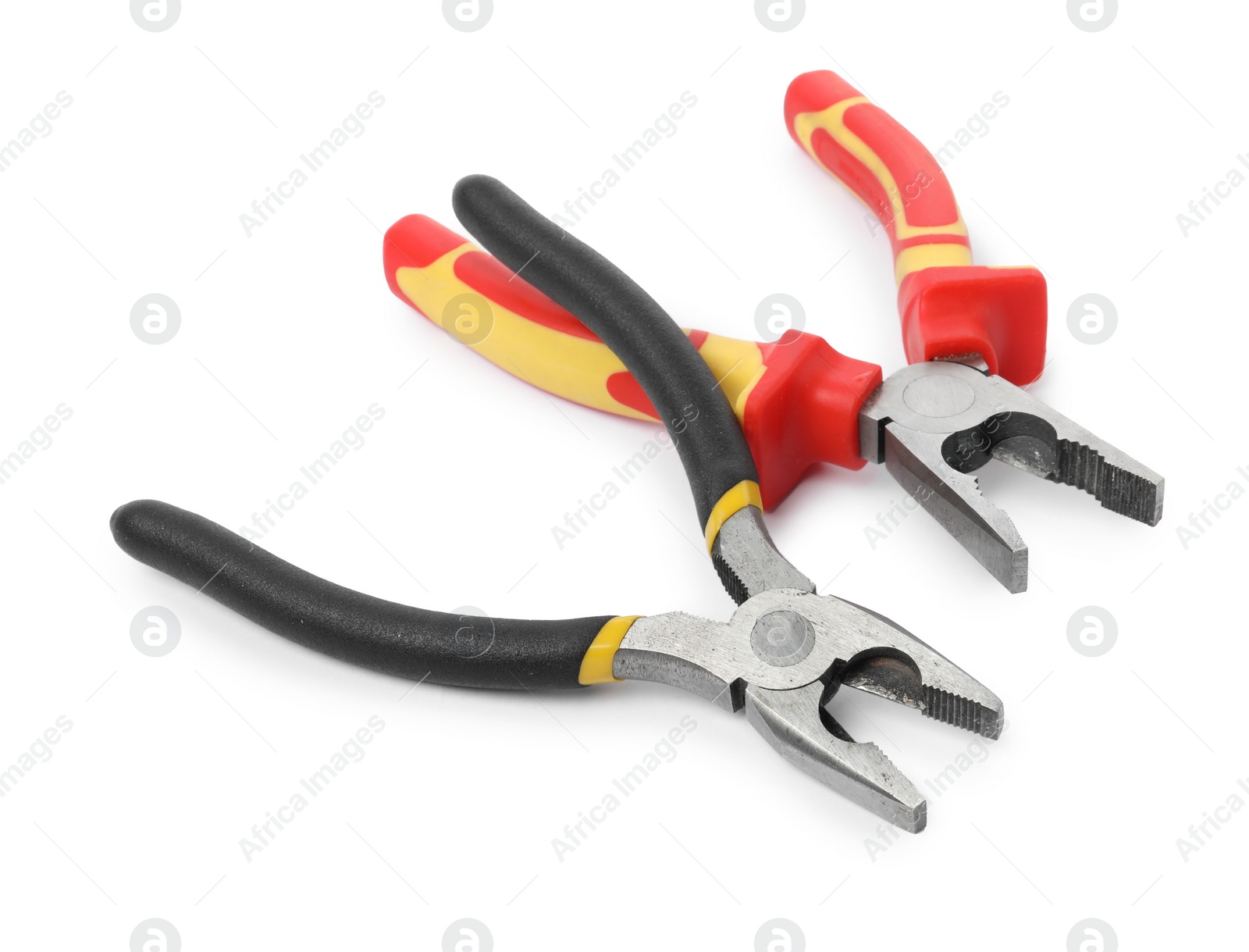 Photo of Different pliers isolated on white. Construction tool