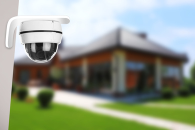 Image of Home security system. House under CCTV camera surveillance
