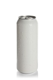 Photo of Aluminum can with drink isolated on white