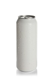 Aluminum can with drink isolated on white