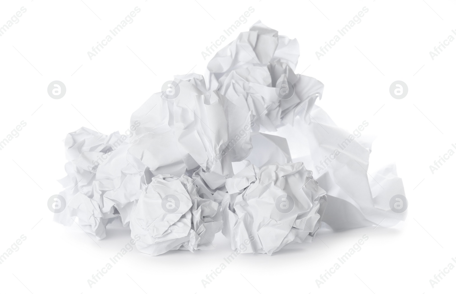 Photo of Crumpled sheets of paper on white background