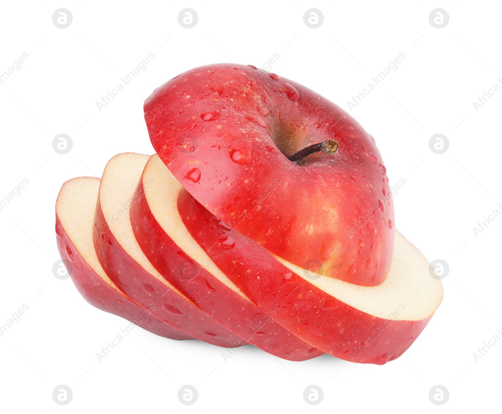 Sliced ripe red apple isolated on white Photo of Sliced ripe red apple isolated on white